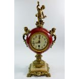 A French spherical clock with cherub surmount 43cm high