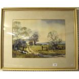 William Barnes - a 20th century watercolour of a farm scene 33 x 45cm