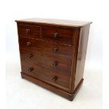 A Victorian mahogany chest of two short and three long drawers, 102 x 47 x 104 cm