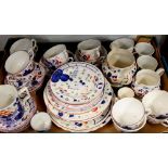 A large collection of Gaudy Welsh china, comprising twelve cups and saucers, two larger cups, two