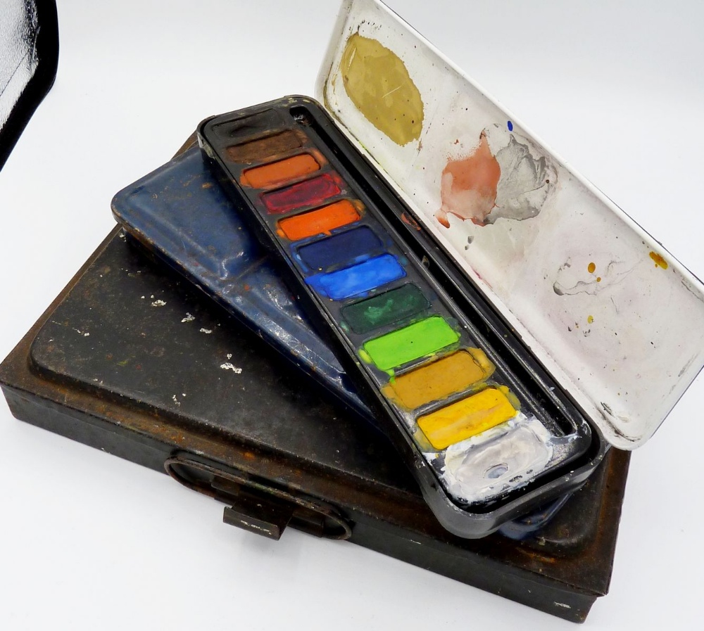 Three various metal , watercolour and oil artist boxes - Image 2 of 2