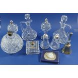 A box of various cut glass and silver plated items