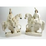 A pair of Victorian Staffordshire equestrian figures 16cm tall