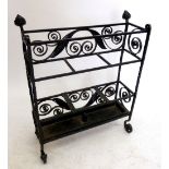 A wrought iron stick stand
