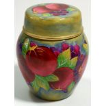 A Moorcroft enamel miniature ginger jar and cover painted pomegranate on a green ground, 7cm