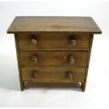 A Victorian mahogany miniature apprentice chest of three drawers, 22 x 20 x 11cm
