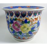 A Chinese polychrome floral jardiniere, 31 cm diameter
