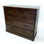 An early 20th century Georgian style oak chest of two short and three long drawers, 121 x45 x