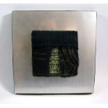 A miniature tapestry panel mounted on aluminium by Maureen Hodges (Scottish b.1941) - Black Tent