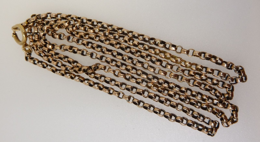 A yellow metal chain with replacement clasp, the chain thought to be gold but not tested, 8g - Image 2 of 2