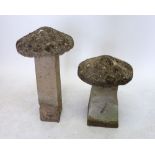 Two small staddle stones, tallest 66cm
