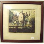 Harold Packer - watercolour The Lock Gates, Tewkesbury 1957, painted whilst the artist was on