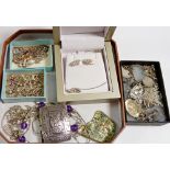A box of assorted silver jewellery