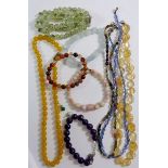 Four various stone bead necklaces and five similar bracelets