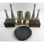 A group of pewter including Selangor, an antimony box and other metal ware etc.