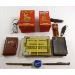 A box of collectables including Walt Disney Cussons Pluto and Bambi soaps - boxed, pen knives,