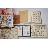 All World: Box of 12 albums of mint & used defin, commem, fiscla etc plus old stamp & auction cats &