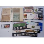 GB, Br Empire & Rest of World: Box of GB QEII pres packs of mint decimal stamps FV c £50, a Wedgwood