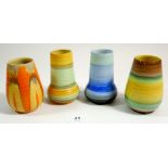 A group of four Shelley Art Deco Harmony Ware small vases approx 10cm