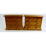 A small pair of pine table top drawers, 25cm wide