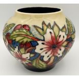 A Moorcroft vase by Nicola Slaney, limited edition 46/50, 2002, 11cm decorated hibiscus and cherries