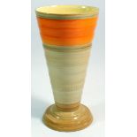 A 1930's Shelley Art Deco Harmony Ware orange and brown banded tall tapered vase, 25cm