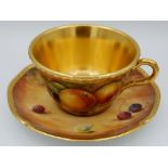 A Royal Worcester cabinet cup and saucer painted by D M Fuller, boxed with certificate