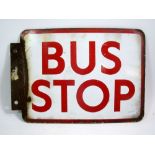 A vintage enamel Bus Stop sign - double sided, 33 x 23cm