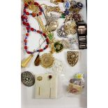Various costume jewellery and a silver sword brooch