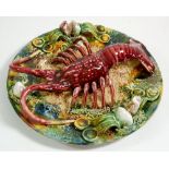 A Majolica lobster plate in style of Palissy, 29cm diameter