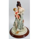 A large porcelain group of mother and child 31cm tall