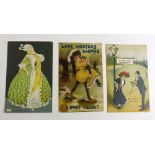 A Mela Koehler postcard of an elegant lady and two other postcards circa 1910