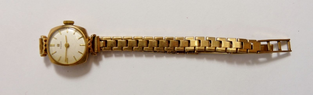 A Tissot 9 carat gold ladies wrist watch