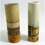 A Bob Dawe cylindrical vase, 19cm tall and a Louis Hudson vase