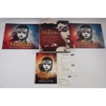 'Les Miserables from Stage Screen' book with four signatures plus three programmes, tickets and