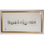 Rowland Longmaid - etching of Tower Bridge, 9 x 29cm