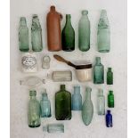 A box of old glass bottles etc.