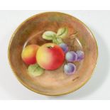 A Royal Worcester pin dish painted fruit by B Cox, 1954, 8.5cm