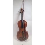 A full size violin with label by Stainer, with bow in case