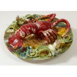 A Majolica lobster wall plate, 20cm diameter