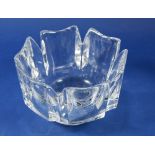 An Orreforr hexagonal glass bowl, 10cm H