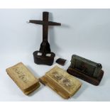 A stereoscope (a/f) and an assortment of cards - various subjects and an Ensign folding camera
