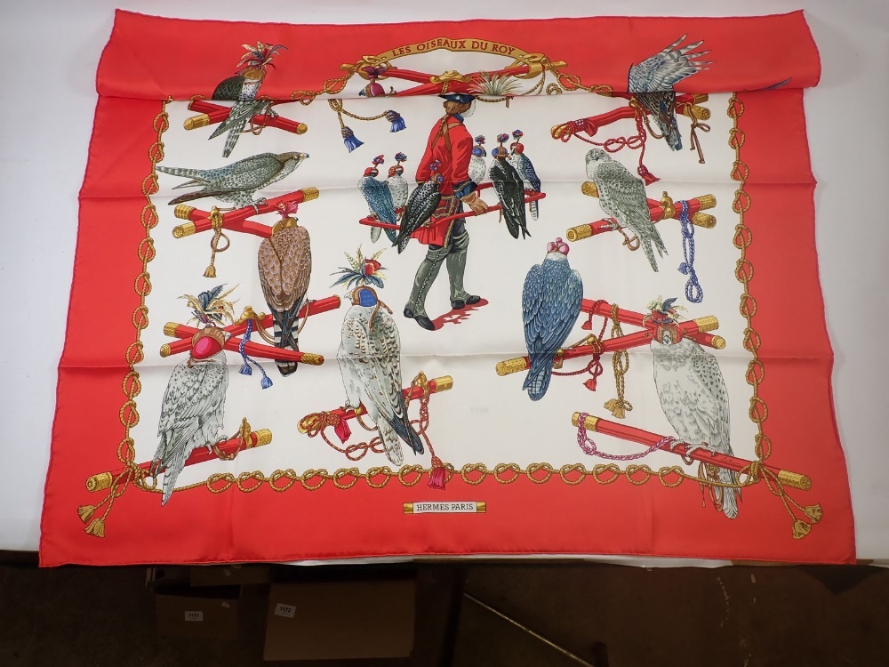 A Hermes scarf printed birds of prey, boxed - Image 2 of 7