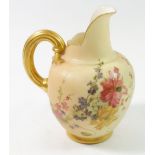 A Royal Worcester ivory blush floral painted jug No. 1094