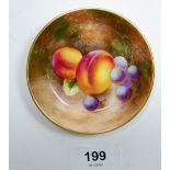 A Royal Worcester pin dish pained fruit signed indistinctly, 8.5cm diameter, 1954