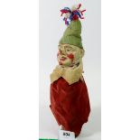 A Victorian Mr Punch marotte jester doll with papier mache head