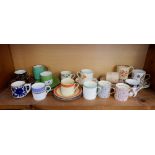 Fifteen various coffee cans and saucers