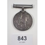 A WWI 1914-1918 war medal to Private J MacNamara, East Yorkshire Regiment No 7645