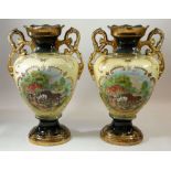 A pair of Victorian style large two handled vases 32cm tall