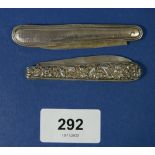 Two silver folding fruit knives Birmingham 1845 by George Unite and Sheffield 1826 by Joseph